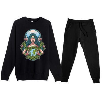 Mother Earth Native American Earth Day Premium Crewneck Sweatsuit Set