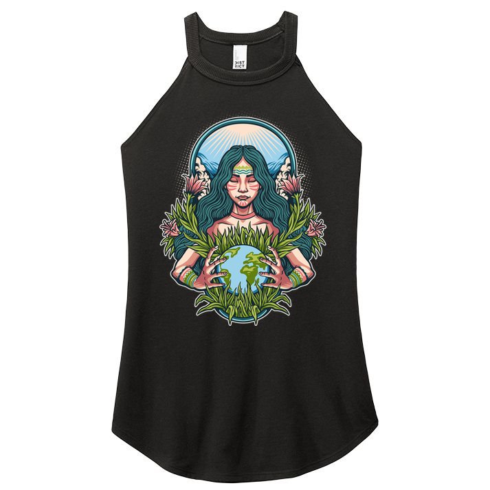Mother Earth Native American Earth Day Women's Perfect Tri Rocker Tank