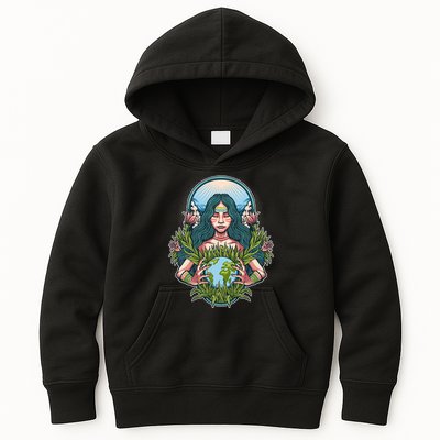 Mother Earth Native American Earth Day Kids Hoodie