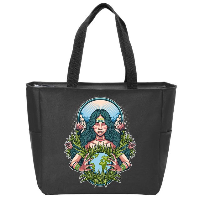Mother Earth Native American Earth Day Zip Tote Bag