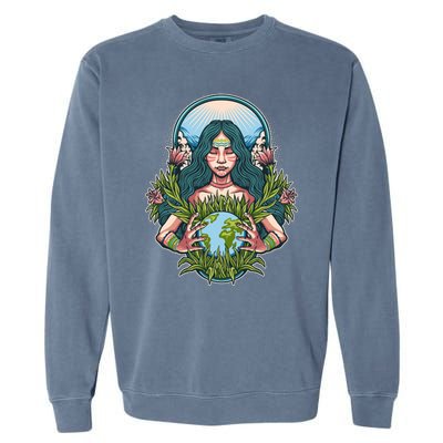 Mother Earth Native American Earth Day Garment-Dyed Sweatshirt