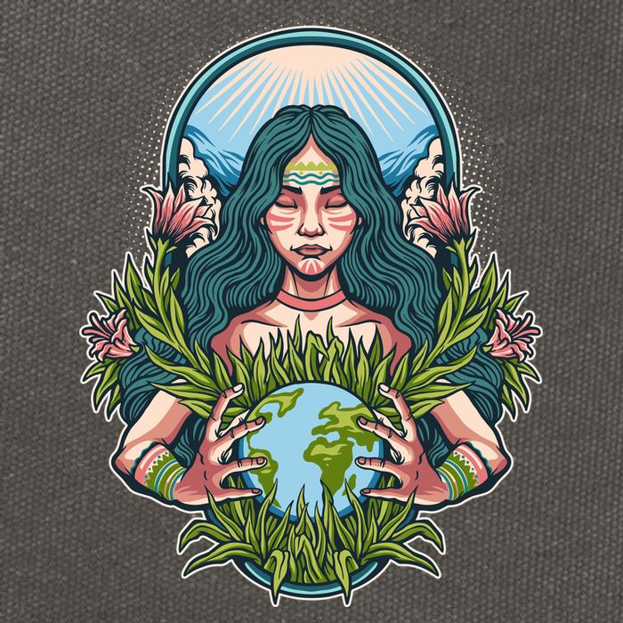 Mother Earth Native American Earth Day Cotton Canvas Backpack