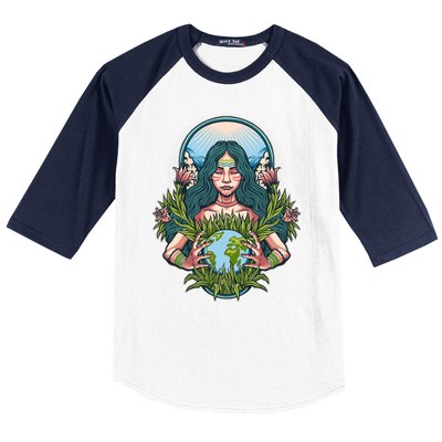 Mother Earth Native American Earth Day Baseball Sleeve Shirt