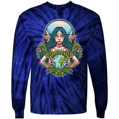 Mother Earth Native American Earth Day Tie-Dye Long Sleeve Shirt