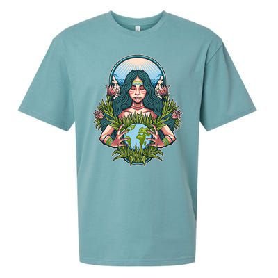 Mother Earth Native American Earth Day Sueded Cloud Jersey T-Shirt