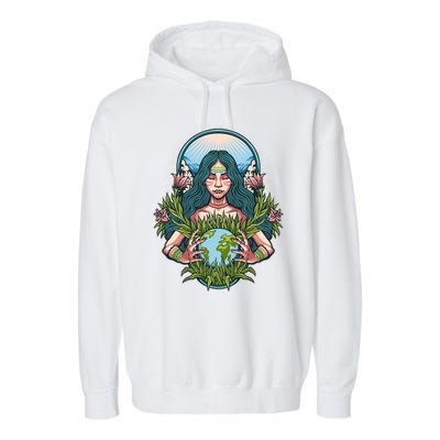 Mother Earth Native American Earth Day Garment-Dyed Fleece Hoodie