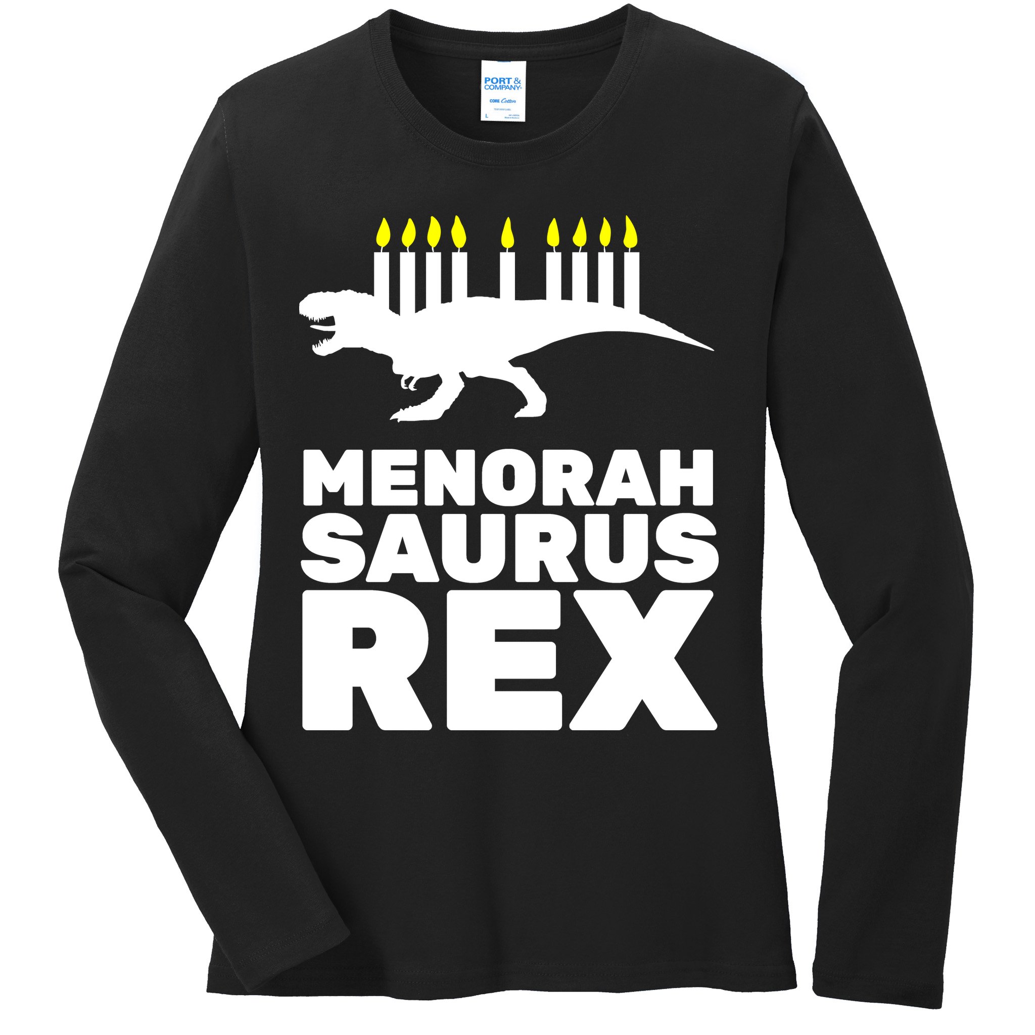 Menorah Saurus Rex Ladies Long Sleeve Shirt