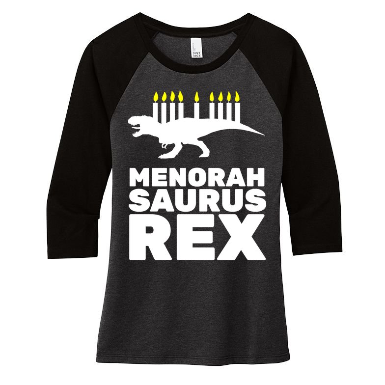 Menorah Saurus Rex Women's Tri-Blend 3/4-Sleeve Raglan Shirt