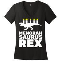 Menorah Saurus Rex Women's V-Neck T-Shirt