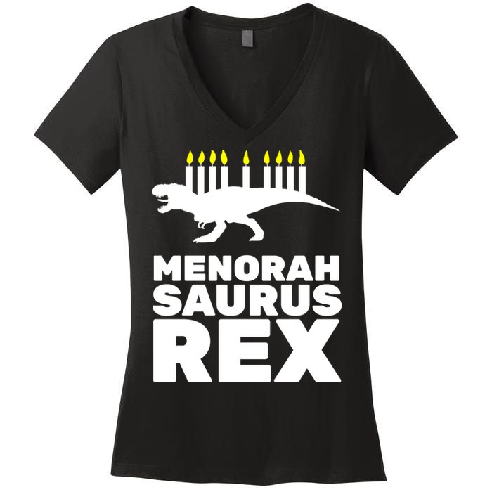 Menorah Saurus Rex Women's V-Neck T-Shirt