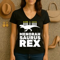 Menorah Saurus Rex Women's V-Neck T-Shirt