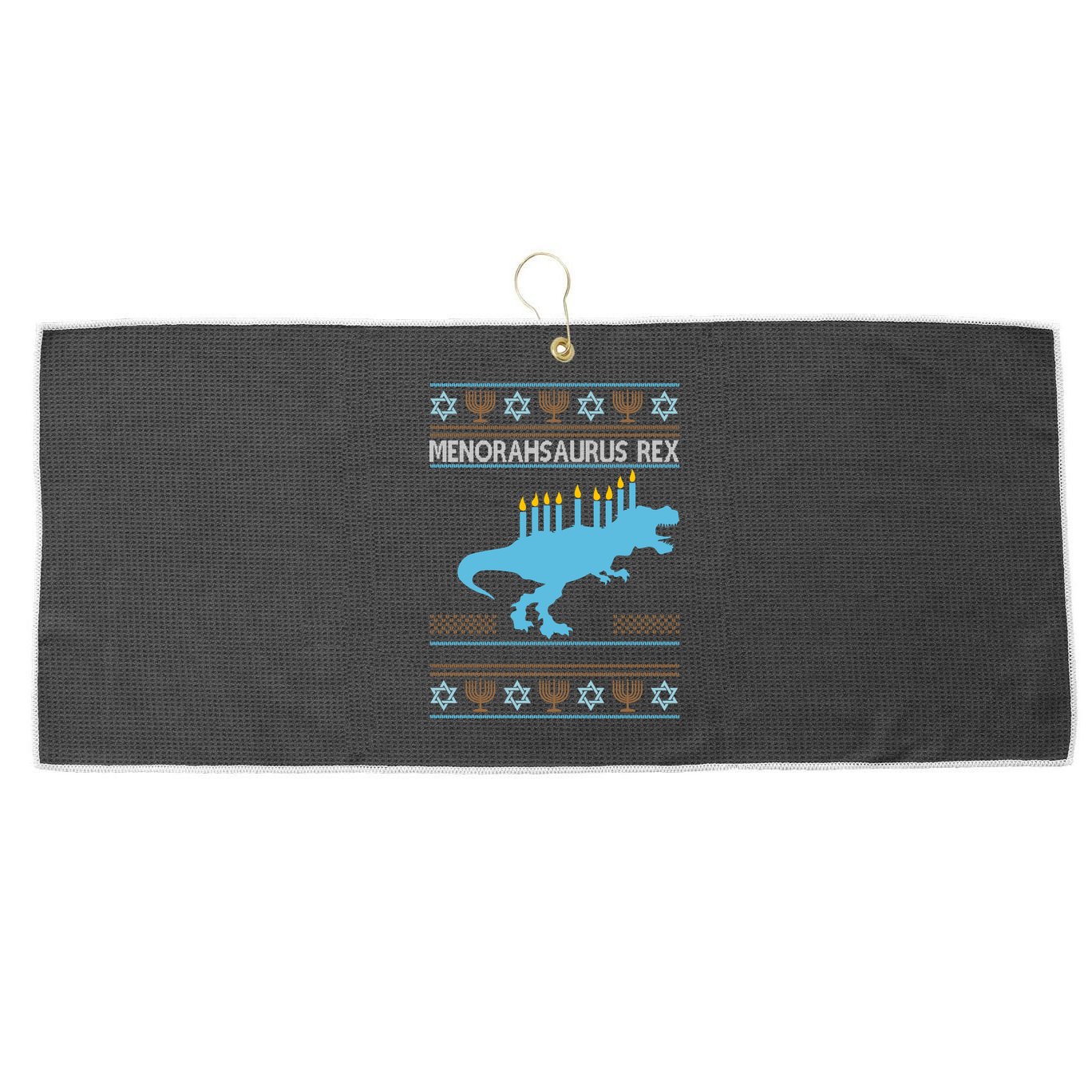 Menorahsaurus Rex Large Microfiber Waffle Golf Towel