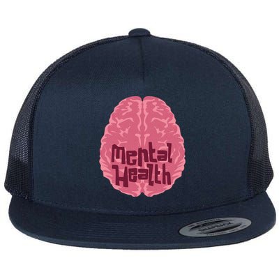 Mental Health Awareness Brain Flat Bill Trucker Hat