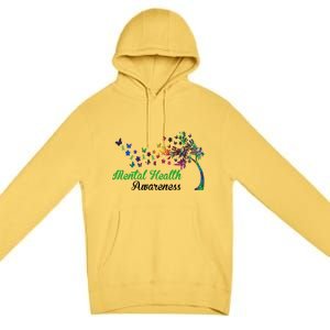 Mental Health Awareness Butterfly Tree Premium Pullover Hoodie