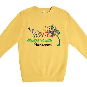 Mental Health Awareness Butterfly Tree Premium Crewneck Sweatshirt