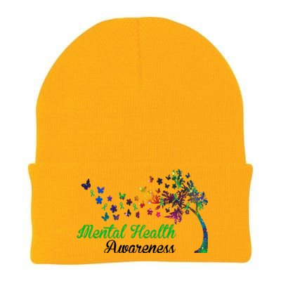 Mental Health Awareness Butterfly Tree Knit Cap Winter Beanie