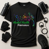 Mental Health Awareness Butterfly Tree Cooling Performance Crew T-Shirt