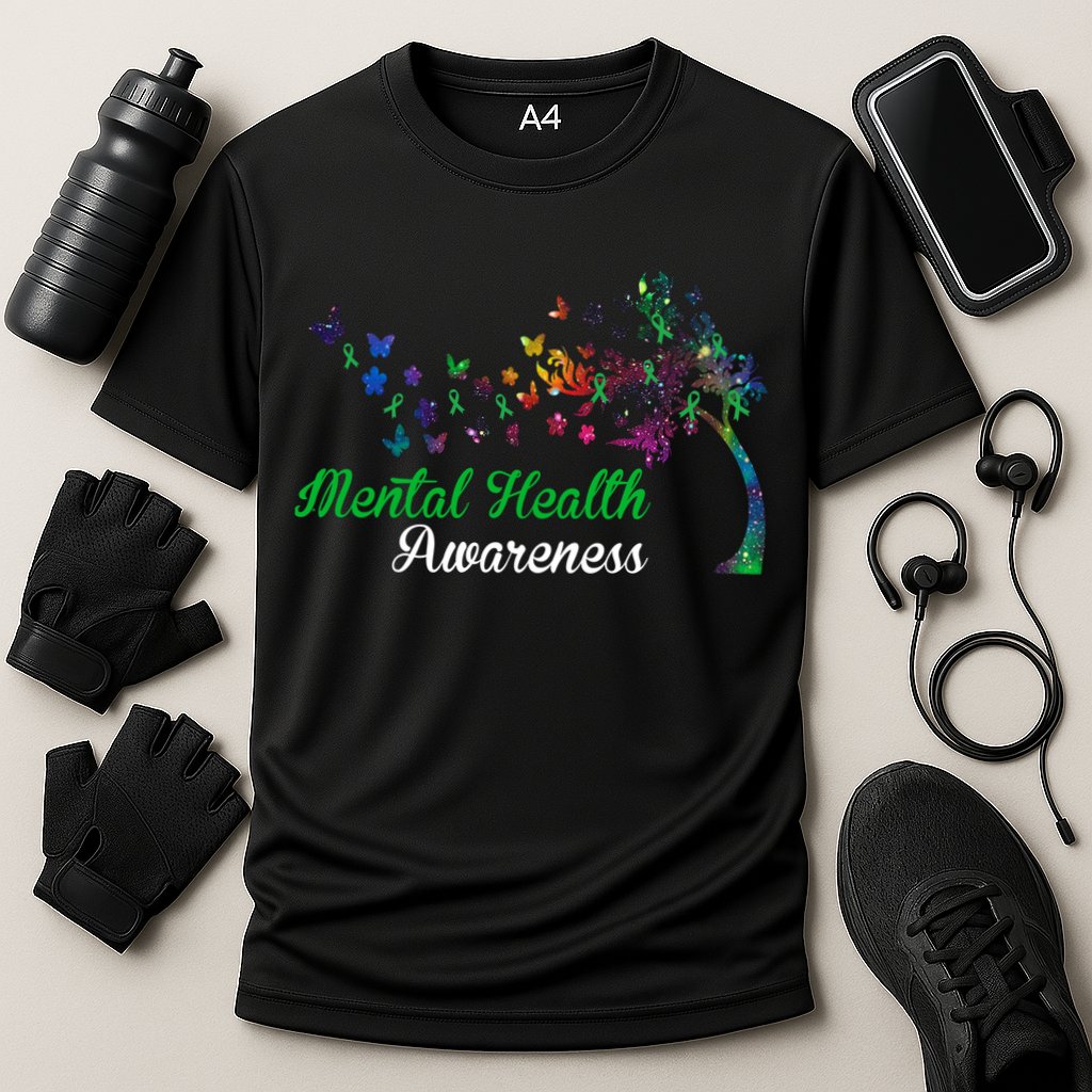 Mental Health Awareness Butterfly Tree Cooling Performance Crew T-Shirt