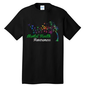 Mental Health Awareness Butterfly Tree Tall T-Shirt