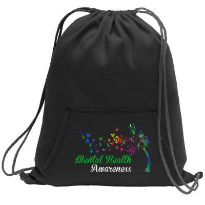 Mental Health Awareness Butterfly Tree Sweatshirt Cinch Pack Bag