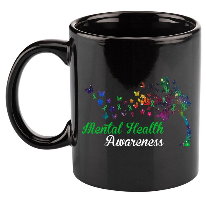 Mental Health Awareness Butterfly Tree 11oz C Handle Ceramic Mug