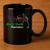 Mental Health Awareness Butterfly Tree 11oz C Handle Ceramic Mug