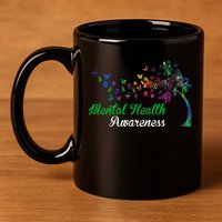 Mental Health Awareness Butterfly Tree 11oz C Handle Ceramic Mug