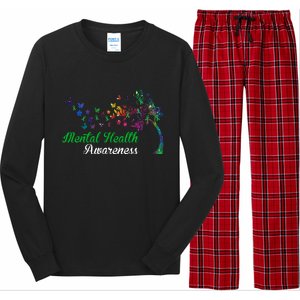 Mental Health Awareness Butterfly Tree Long Sleeve Pajama Set