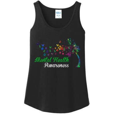 Mental Health Awareness Butterfly Tree Ladies Essential Tank