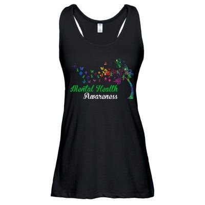 Mental Health Awareness Butterfly Tree Ladies Essential Flowy Tank