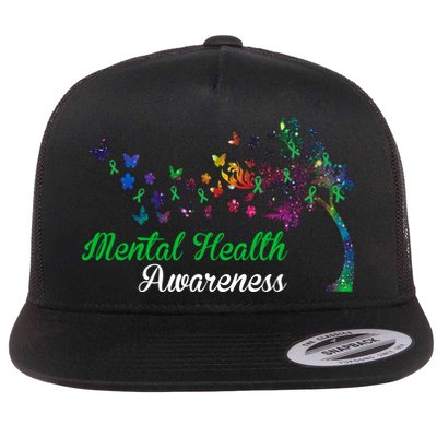 Mental Health Awareness Butterfly Tree Flatbill Hat
