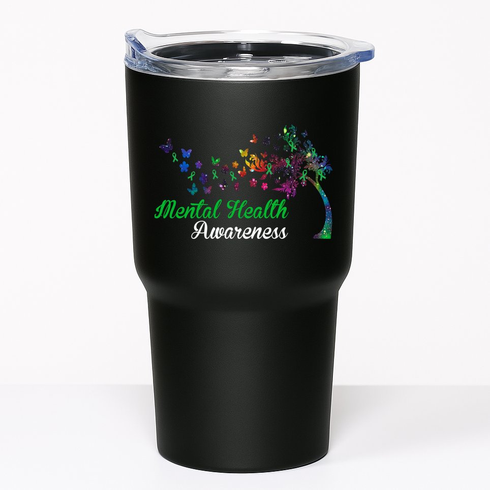Mental Health Awareness Butterfly Tree Tumbler