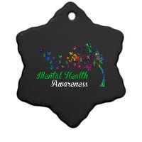 Mental Health Awareness Butterfly Tree Ceramic Star Ornament