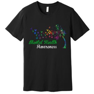 Mental Health Awareness Butterfly Tree Premium T-Shirt