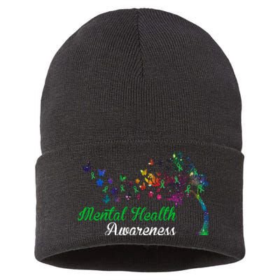 Mental Health Awareness Butterfly Tree Sustainable Knit Beanie