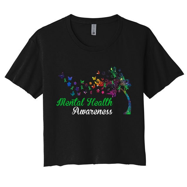 Mental Health Awareness Butterfly Tree Crop Top