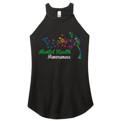 Mental Health Awareness Butterfly Tree Women's Perfect Tri Rocker Tank