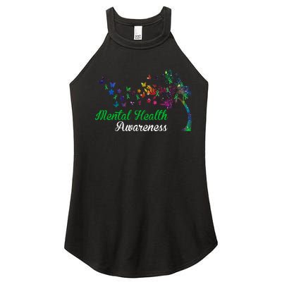 Mental Health Awareness Butterfly Tree Women’s Perfect Tri Rocker Tank