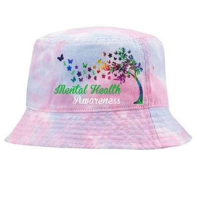 Mental Health Awareness Butterfly Tree Tie-Dyed Bucket Hat