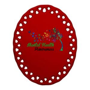 Mental Health Awareness Butterfly Tree Ceramic Oval Ornament