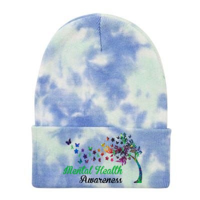 Mental Health Awareness Butterfly Tree Tie Dye 12in Knit Beanie