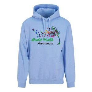 Mental Health Awareness Butterfly Tree Unisex Surf Hoodie