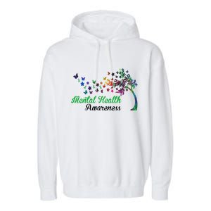 Mental Health Awareness Butterfly Tree Garment-Dyed Fleece Hoodie