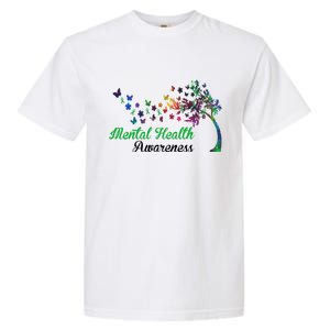 Mental Health Awareness Butterfly Tree Garment-Dyed Heavyweight T-Shirt