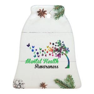 Mental Health Awareness Butterfly Tree Ceramic Bell Ornament