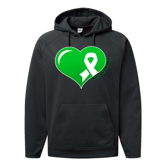 Mental Health Awareness Heart Performance Fleece Hoodie