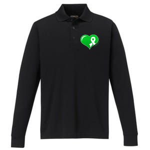 Mental Health Awareness Heart Performance Long Sleeve Polo