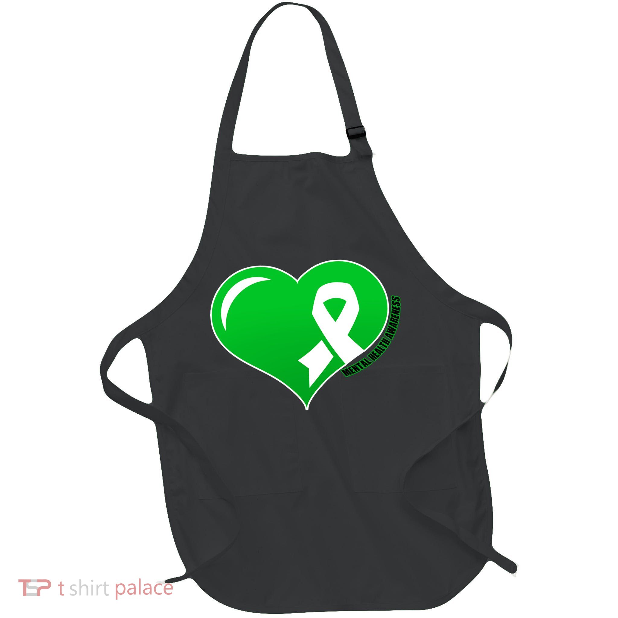 Mental Health Awareness Heart Full-Length Apron With Pockets