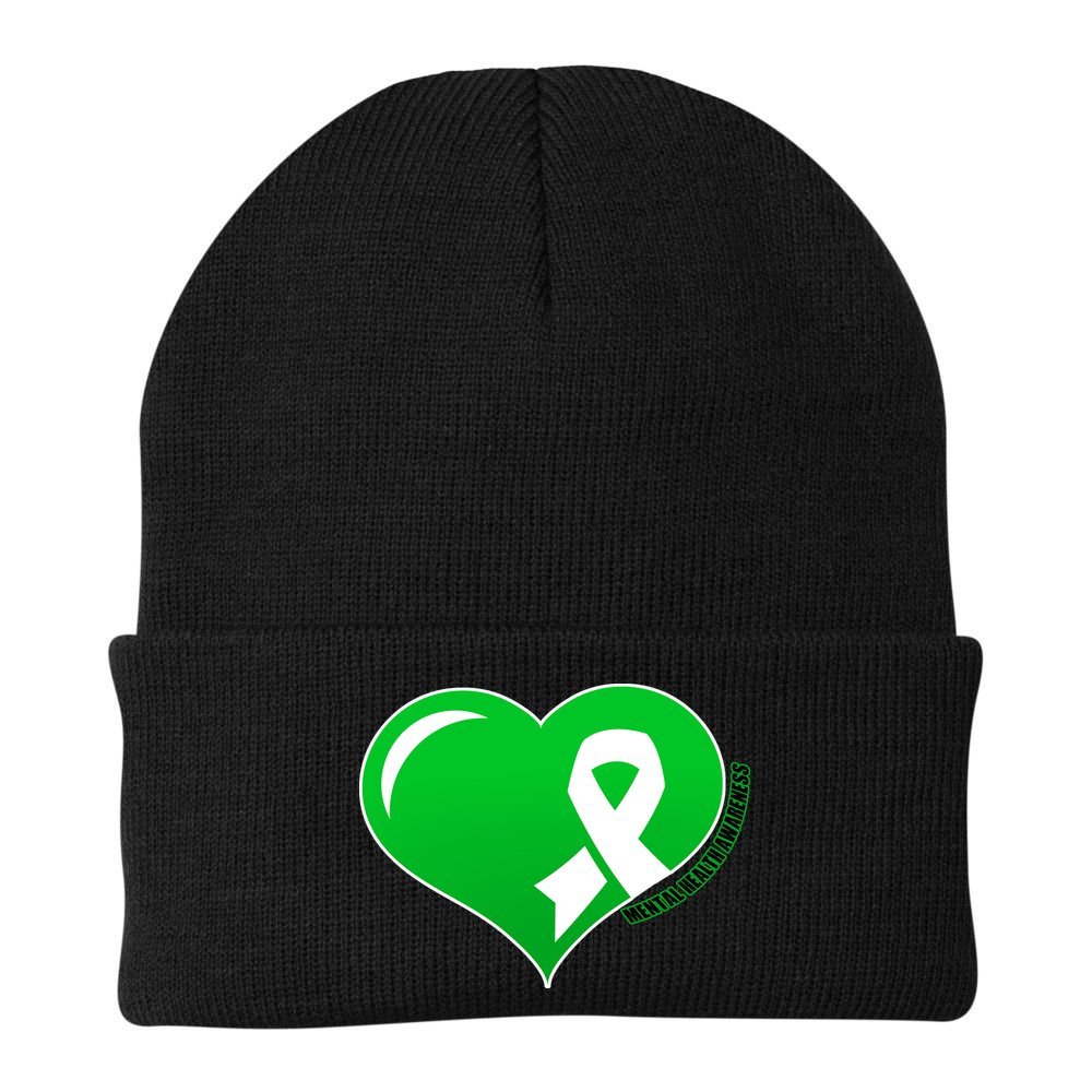 Mental Health Awareness Heart Beanie