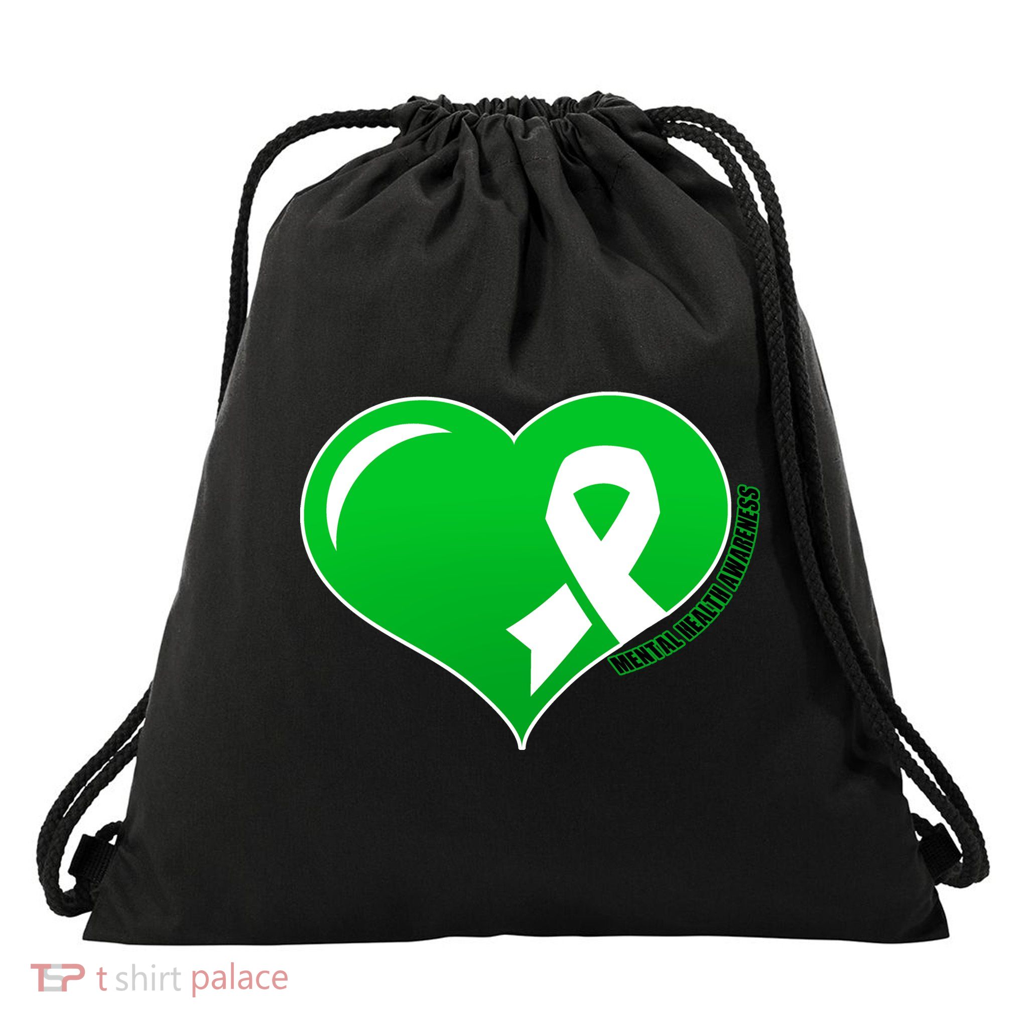 Mental Health Awareness Heart Drawstring Bag